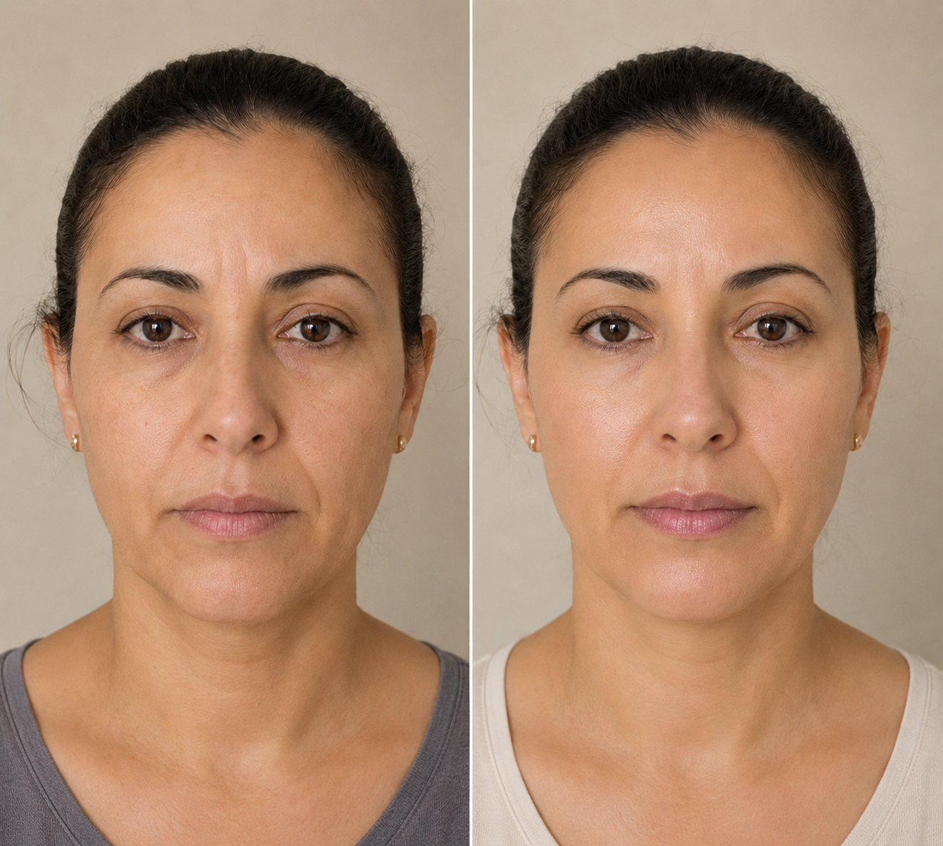 Before and after skincare result