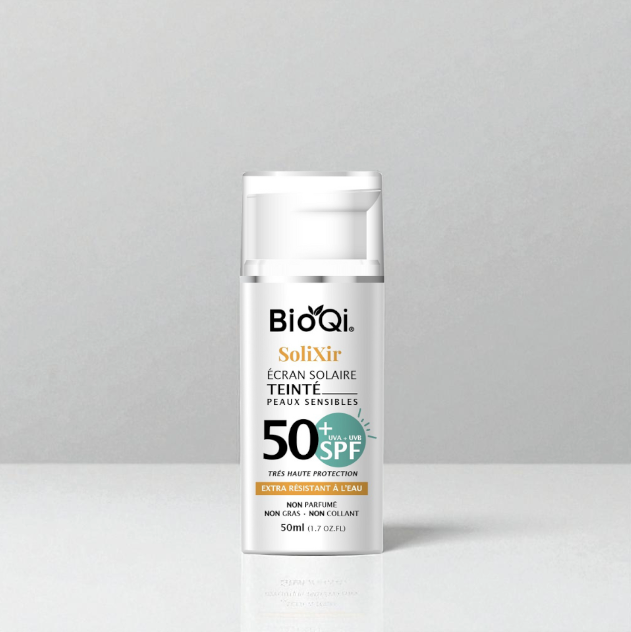 Écran solaire teinté rosé spf50+