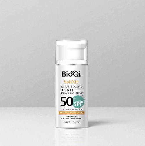 Écran solaire teinté rosé spf50+